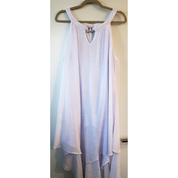 cleo Dresses & Skirts - Cleo Sharkbite Hem Halter Neck Dress White with Gold Detail 12 Petite